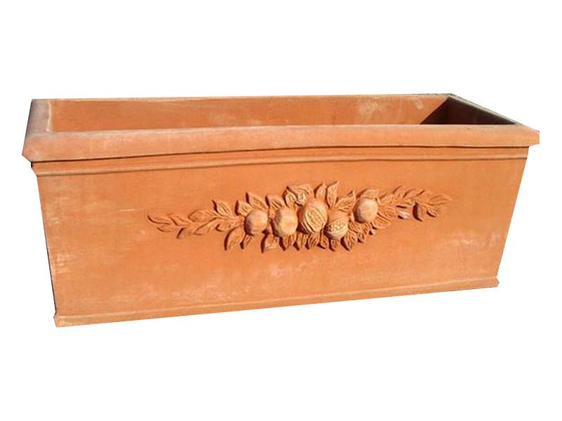 Terracotta und Marmor - Großer, rechteckiger Terracottakübel - Cassetta